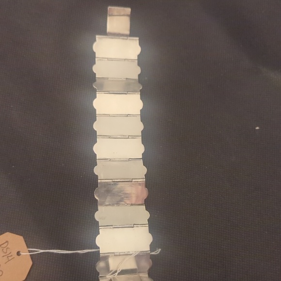 CHUNKY Vintage Mexican Sterling & Onyx Bracelet 1940s Brutalist - Picture 6 of 12